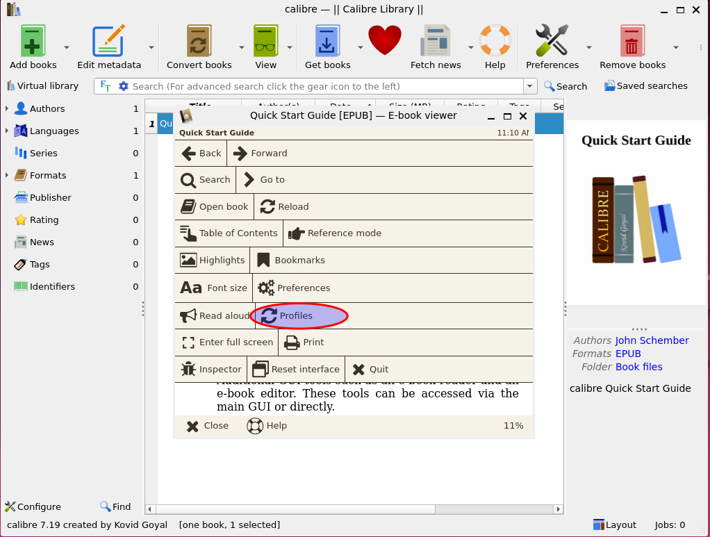 Profiles feature in Calibre 7