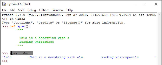 python 3.7 docstring leading whitespace