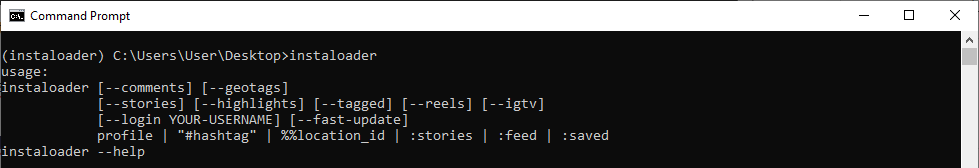 how to run instaloader on windows 10