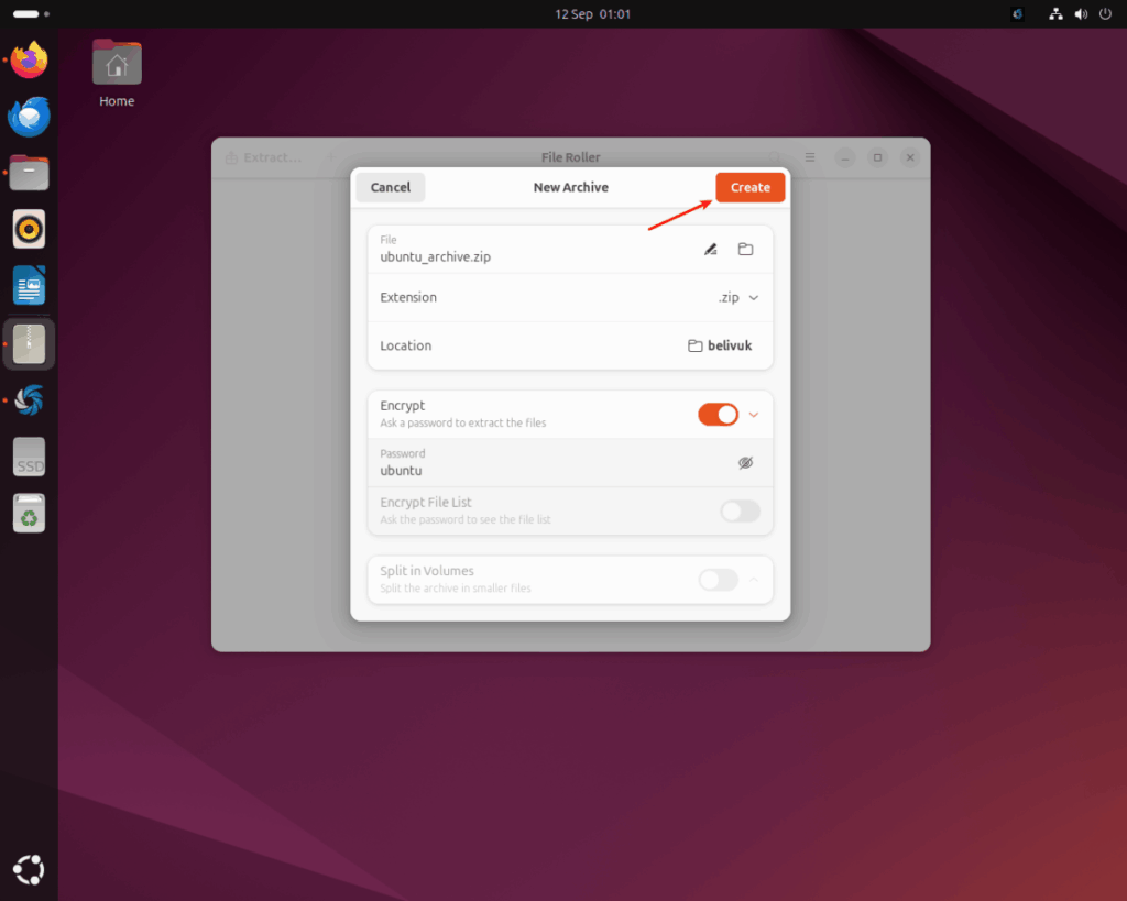 how to create a zip archive on ubuntu