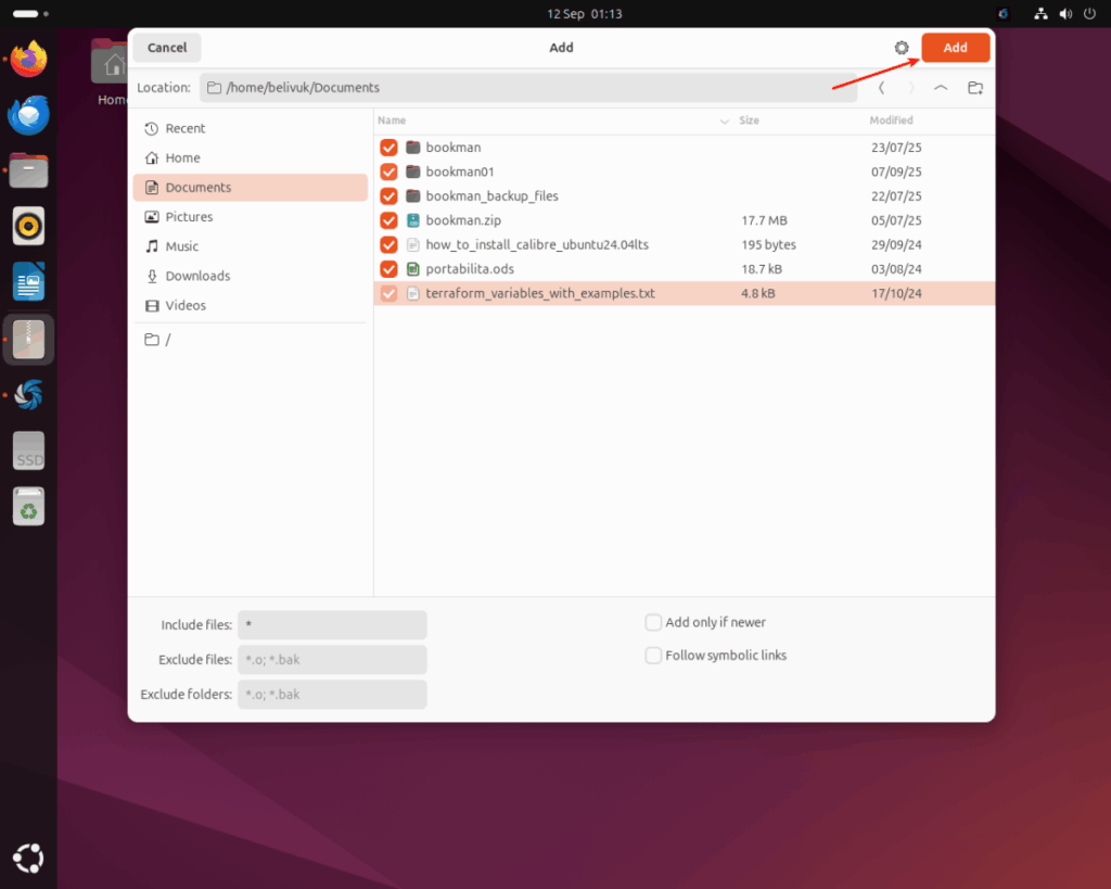 how to add files to zip archive on ubuntu