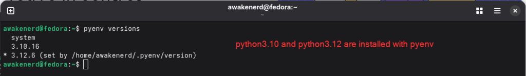 how to install python with pyenv on fedora 43